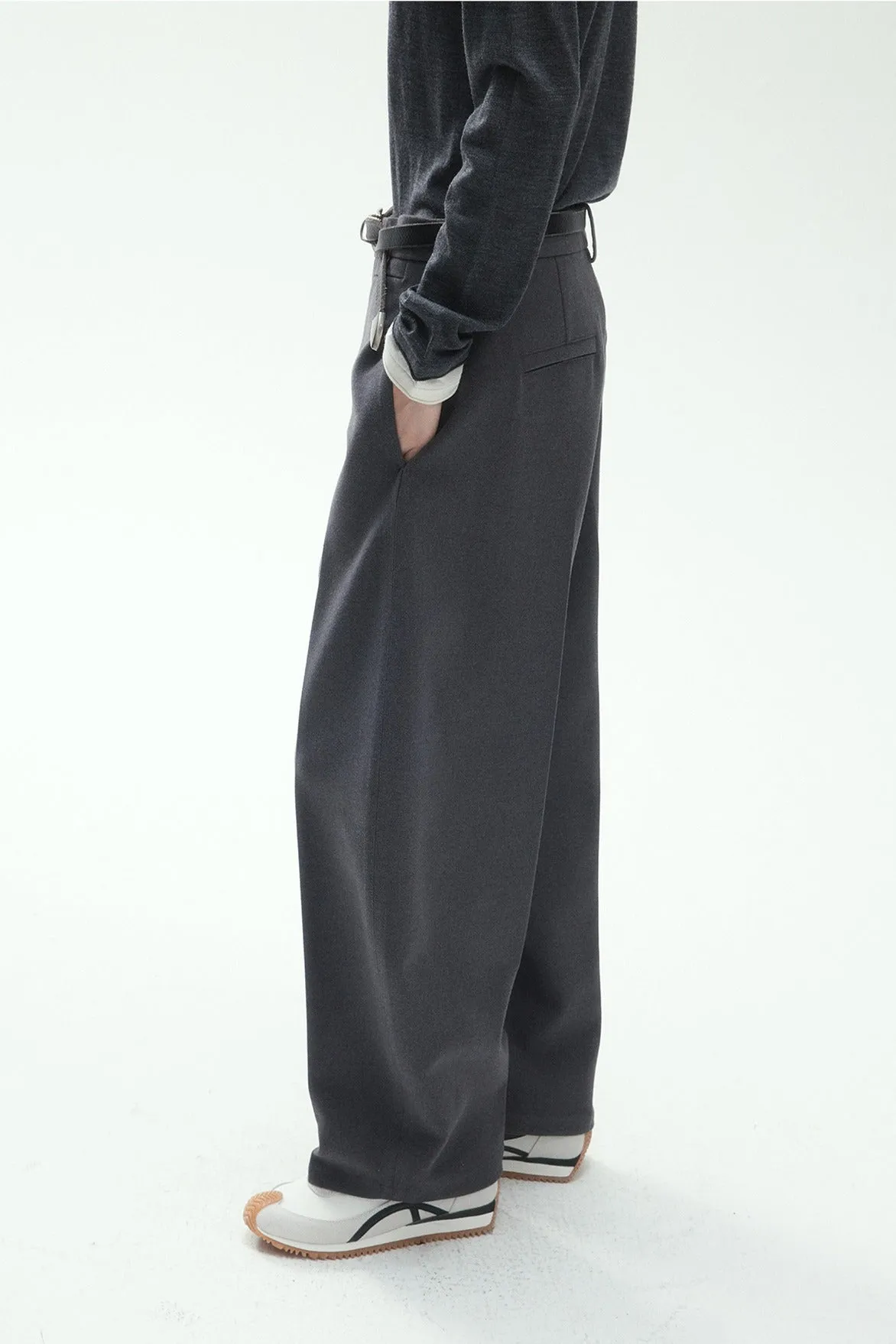Sleek banana-shaped cropped suit pants | 4 color