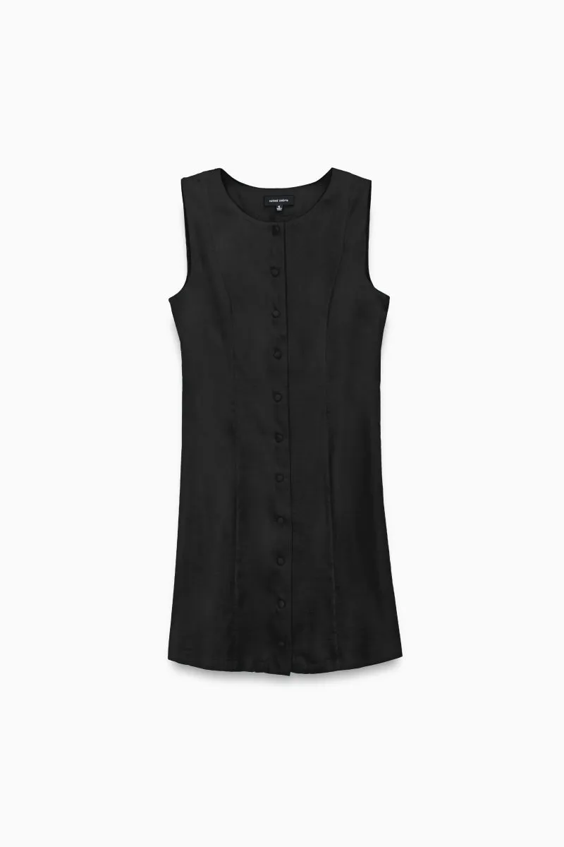 Sleeveless Button-front Mini Shift Dress
