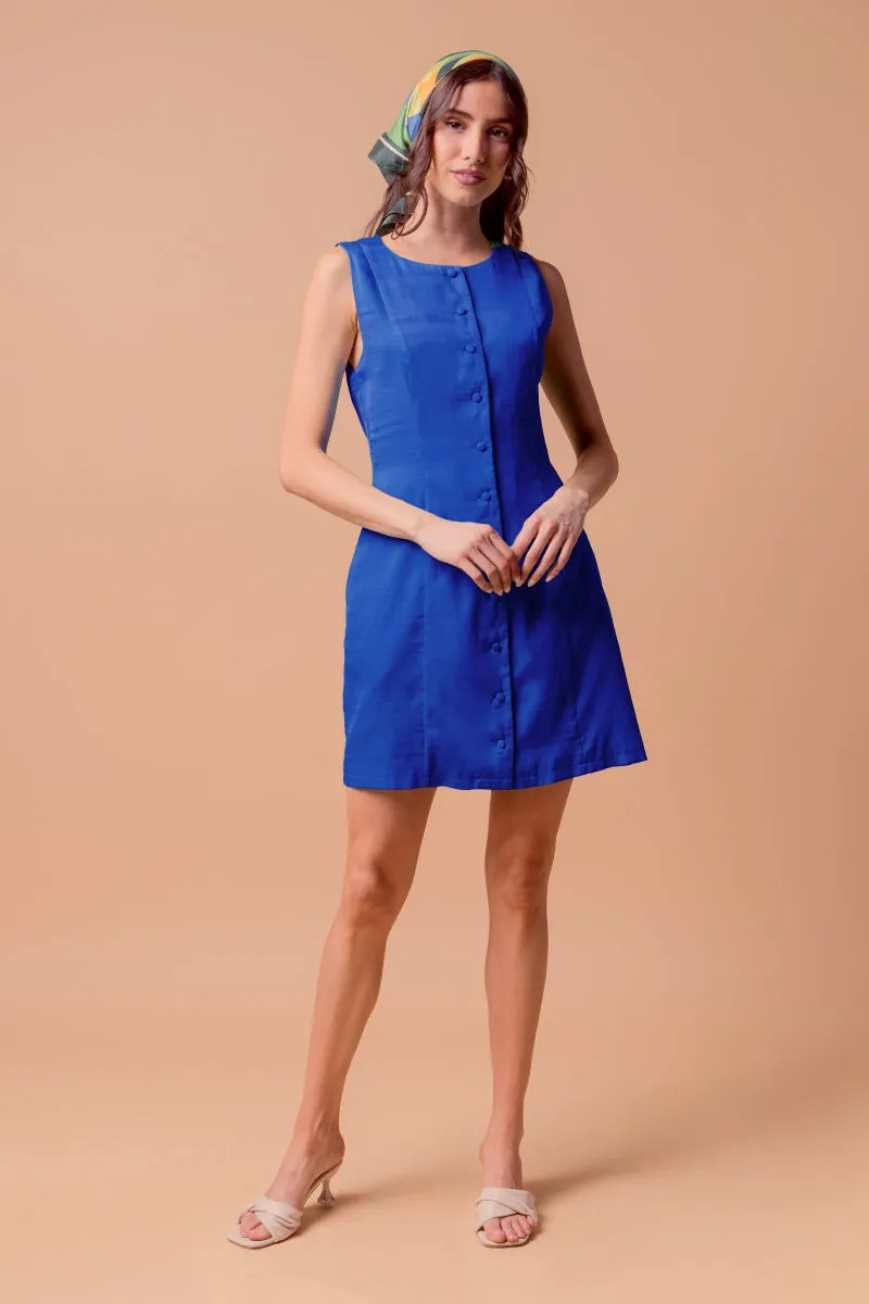 Sleeveless Button-front Mini Shift Dress