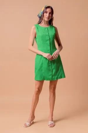 Sleeveless Button-front Mini Shift Dress