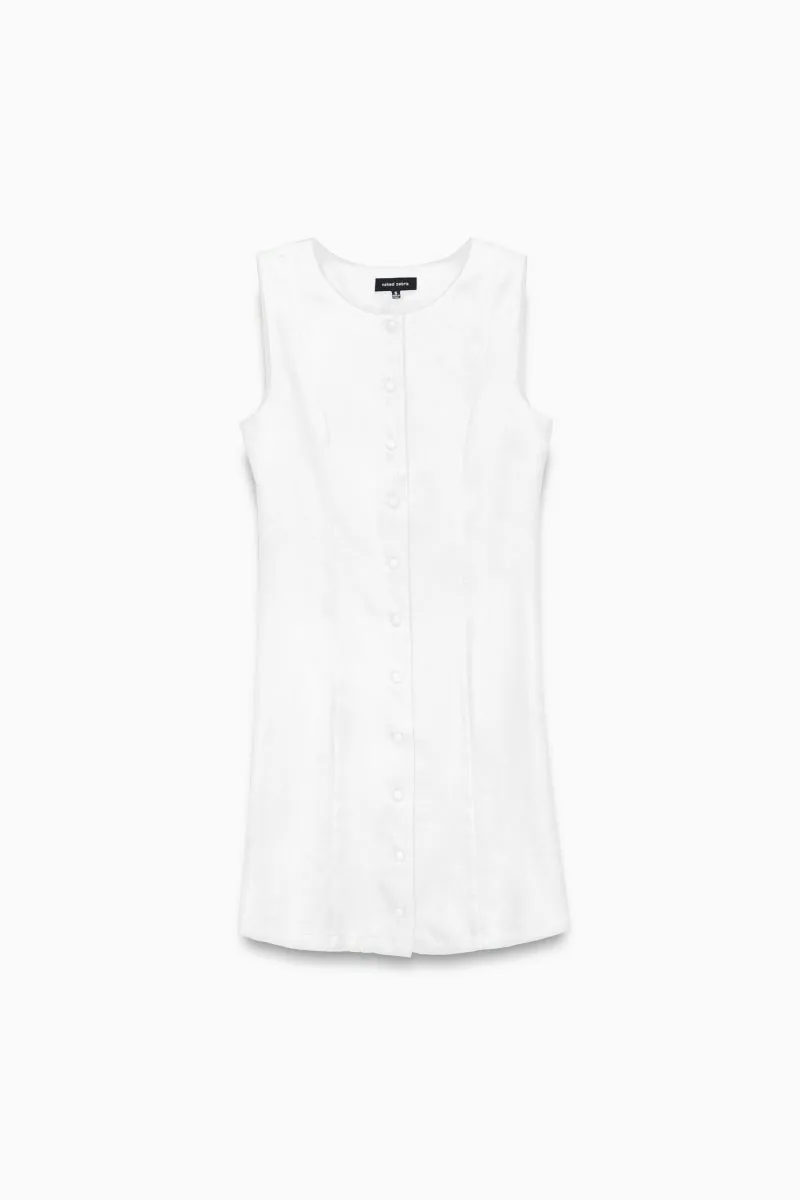 Sleeveless Button-front Mini Shift Dress
