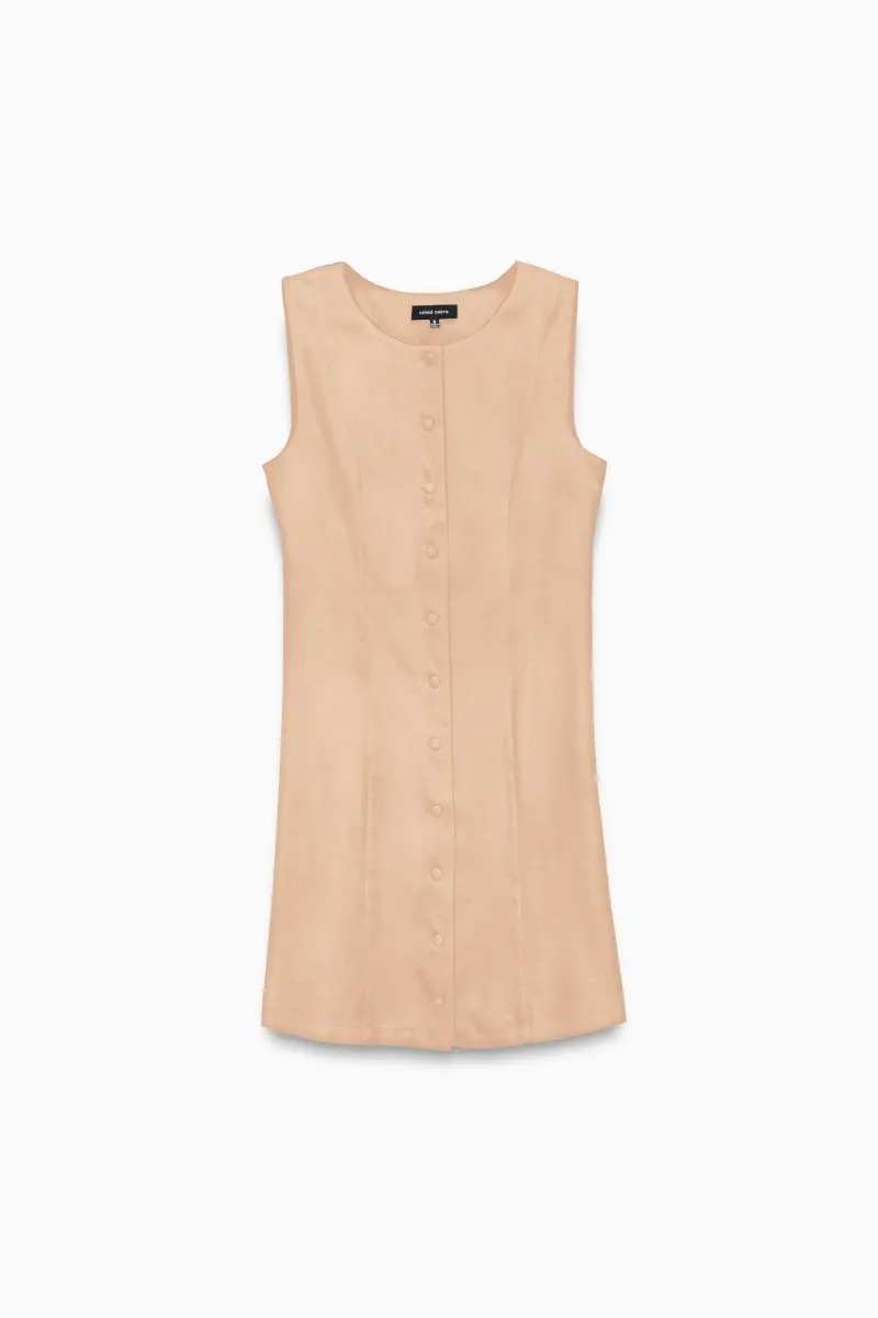 Sleeveless Button-front Mini Shift Dress