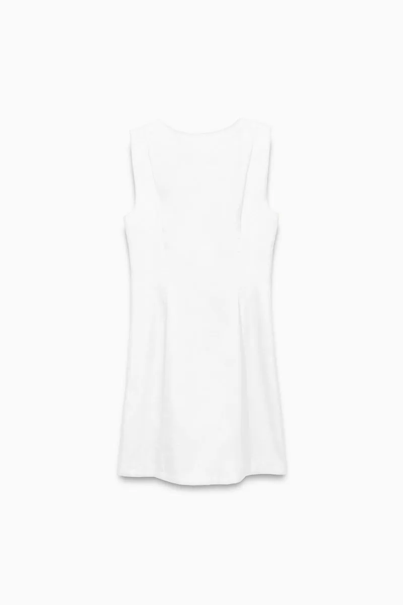 Sleeveless Button-front Mini Shift Dress