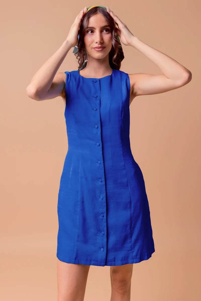 Sleeveless Button-front Mini Shift Dress