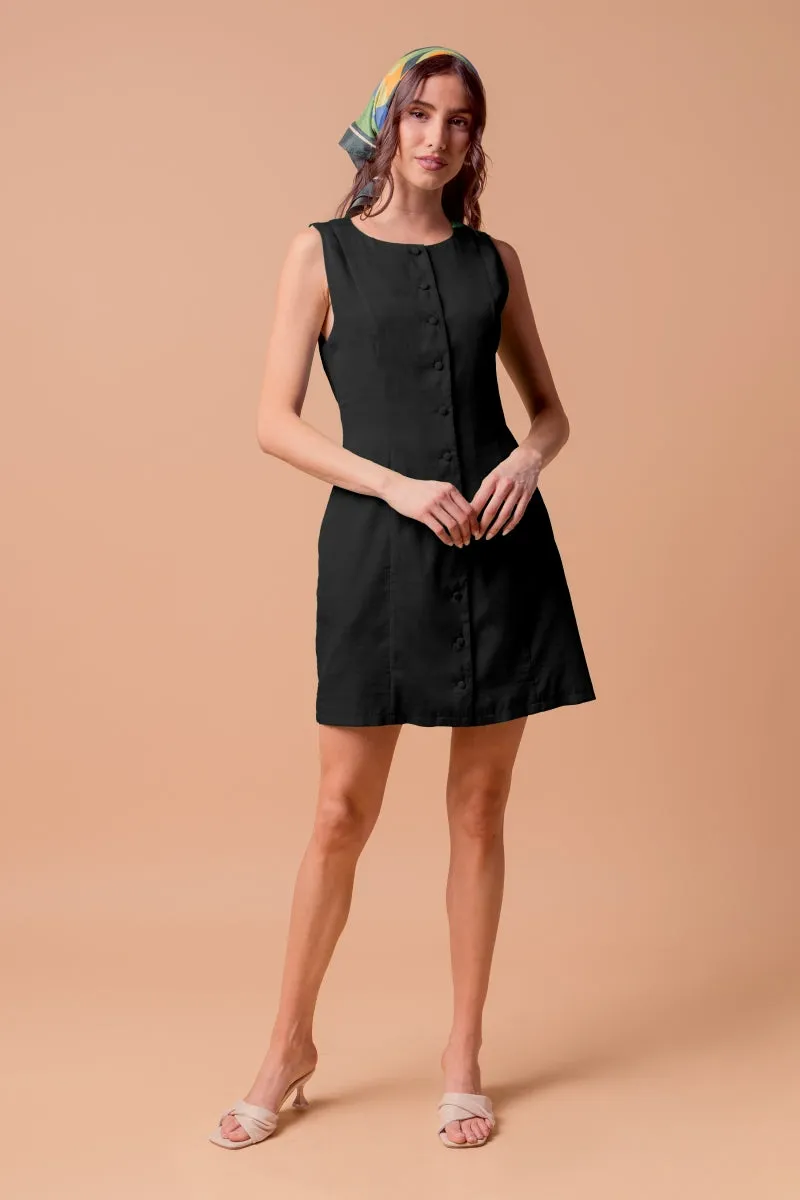 Sleeveless Button-front Mini Shift Dress