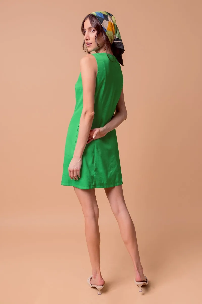 Sleeveless Button-front Mini Shift Dress