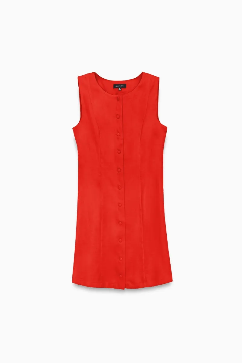 Sleeveless Button-front Mini Shift Dress