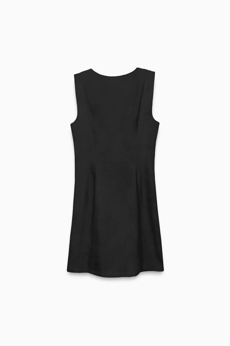 Sleeveless Button-front Mini Shift Dress