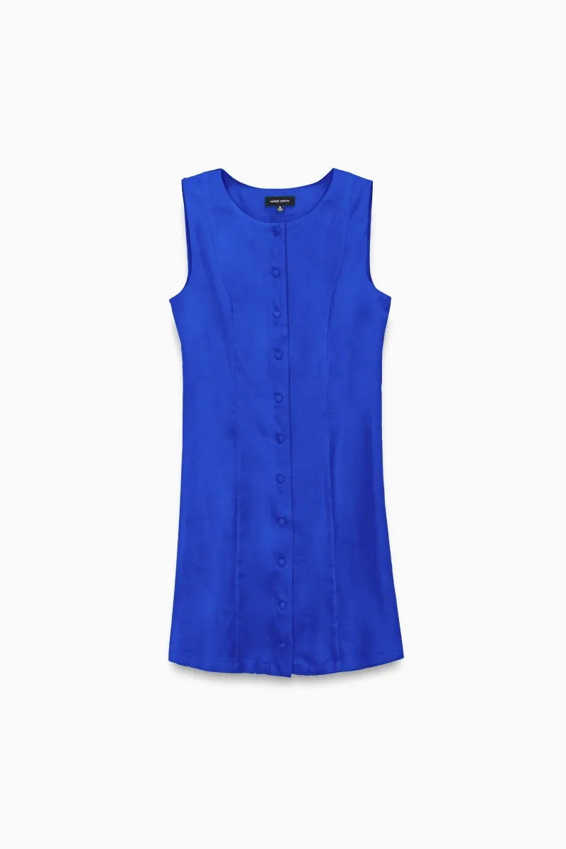 Sleeveless Button-front Mini Shift Dress