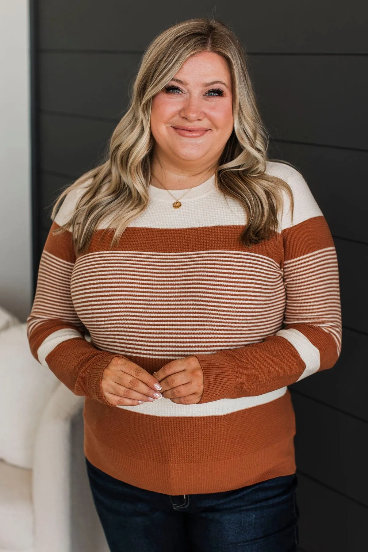 Smitten With You Color Block Sweater- Copper