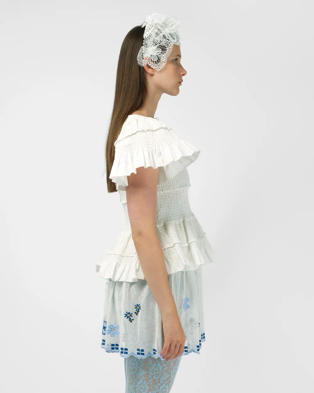 SMOCKED PEPLUM TOP
