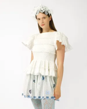 SMOCKED PEPLUM TOP