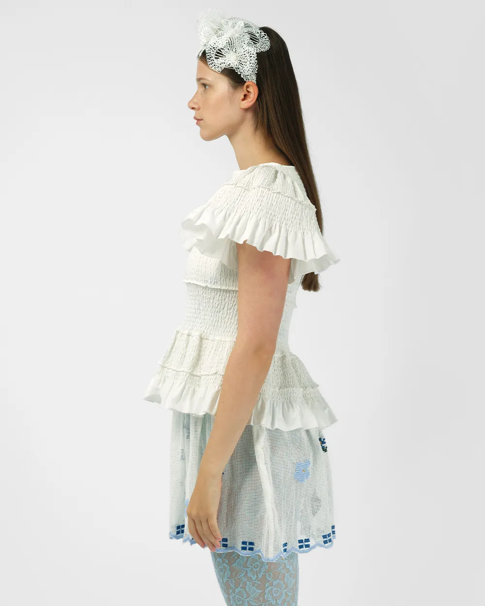 SMOCKED PEPLUM TOP