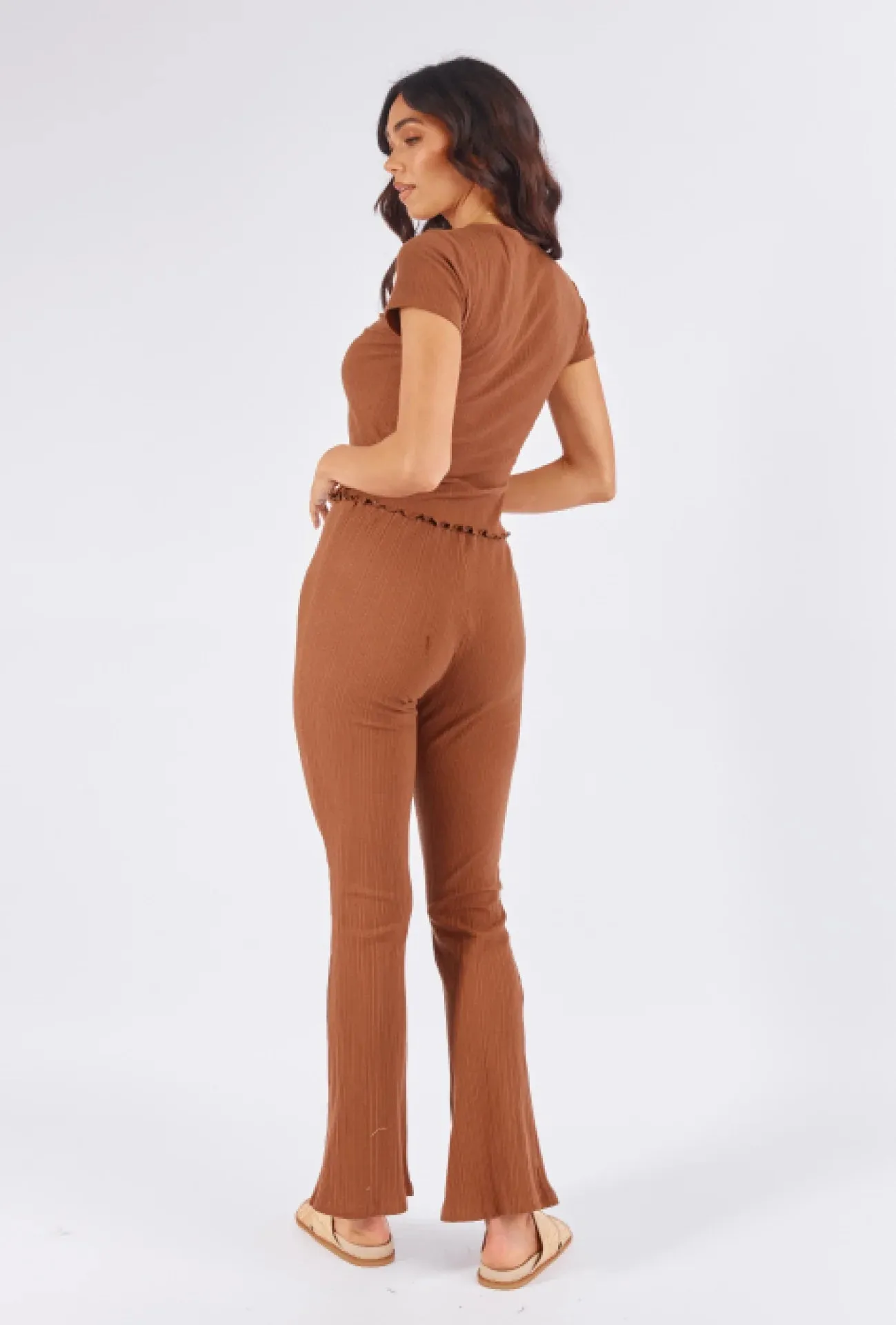 Sophie Flared Pants Coffee Ribbed
