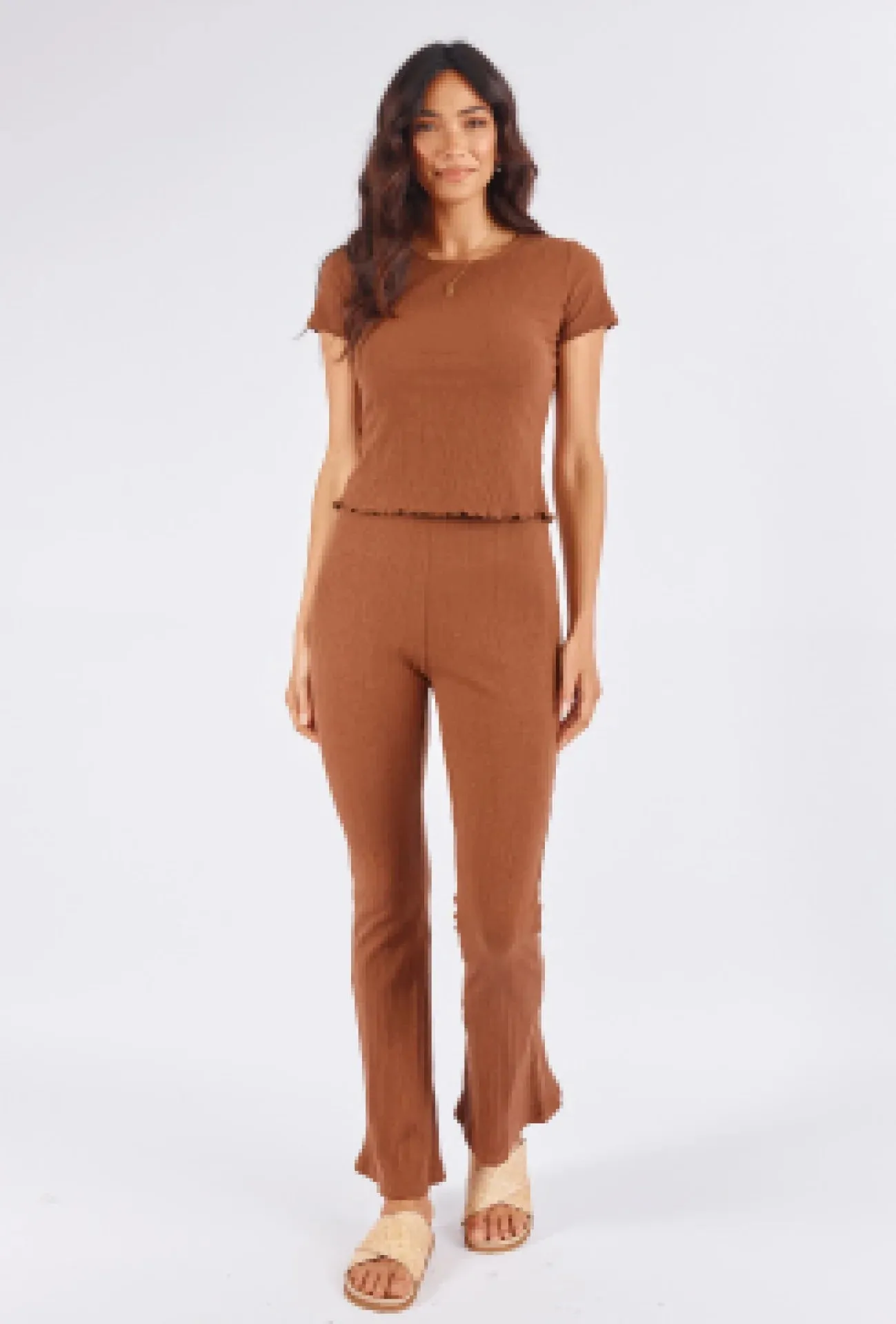 Sophie Flared Pants Coffee Ribbed
