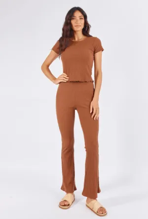 Sophie Flared Pants Coffee Ribbed