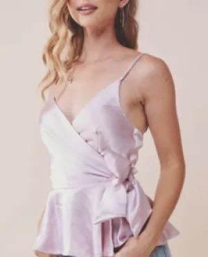 Spaghetti Strap Wrap Peplum Top