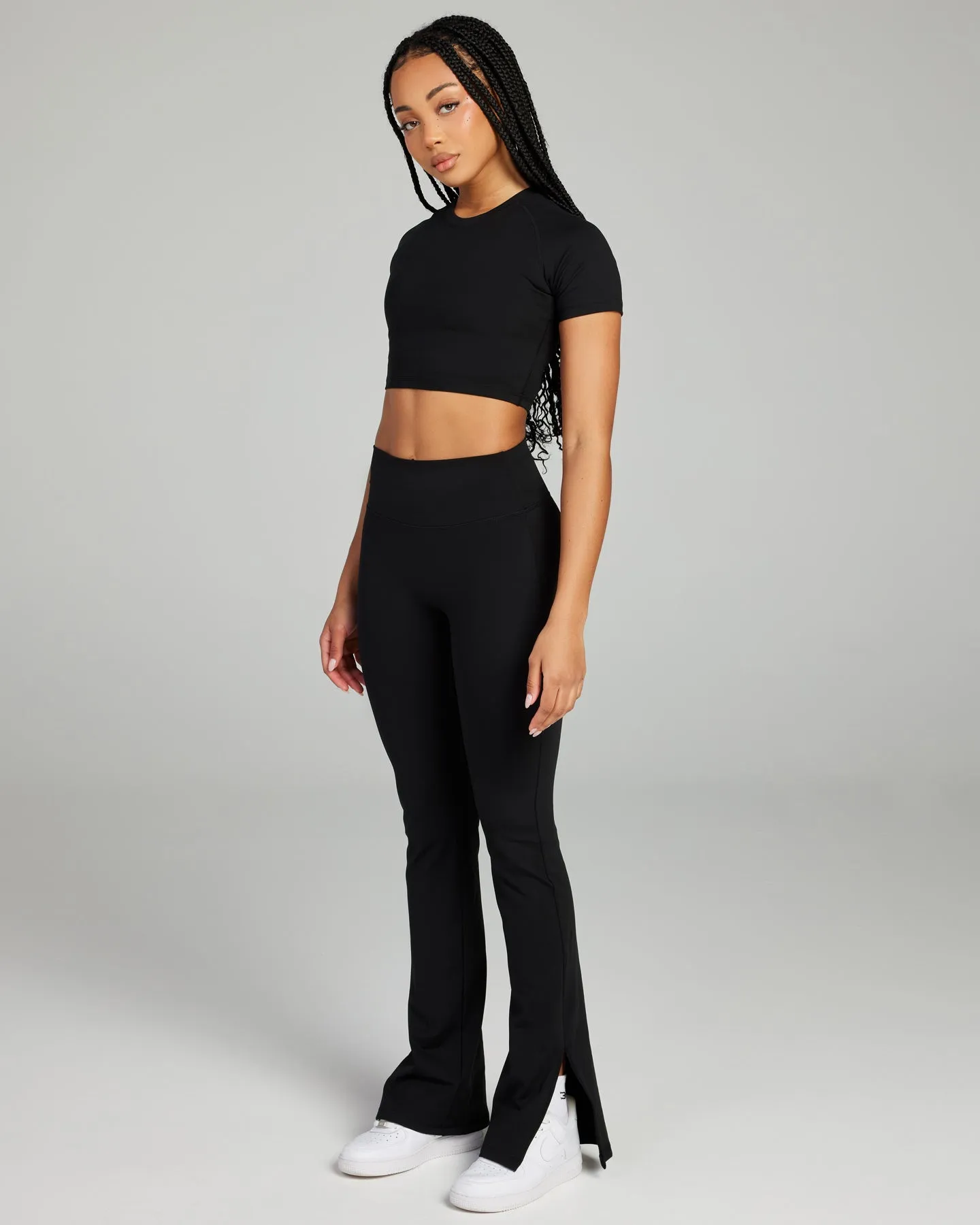 Split Flare Leggings - Black