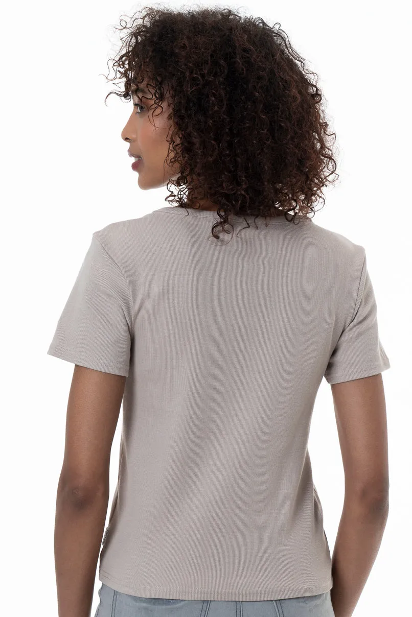 Square Neck T-Shirt _ 153808 _ Taupe