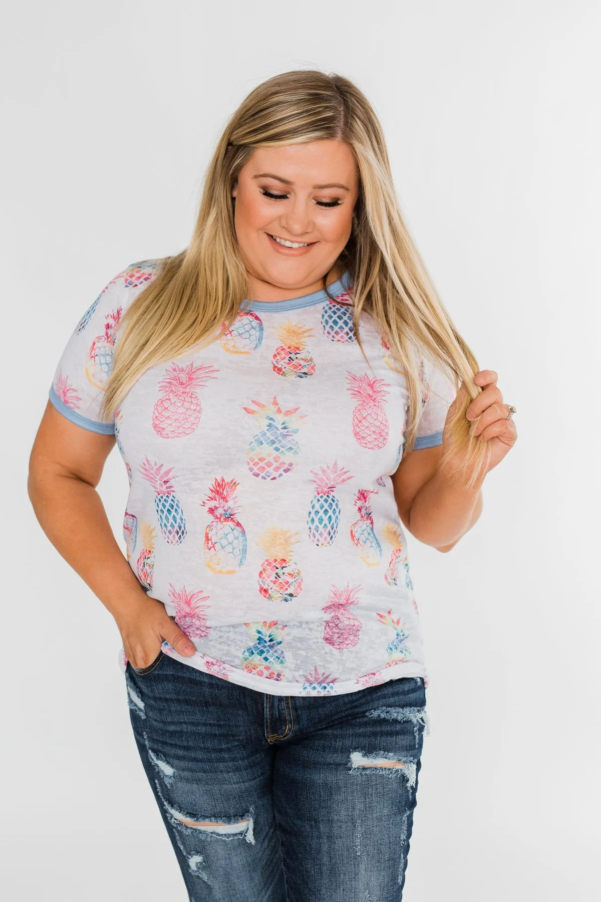 Stand Tall Pineapple Top- Blue