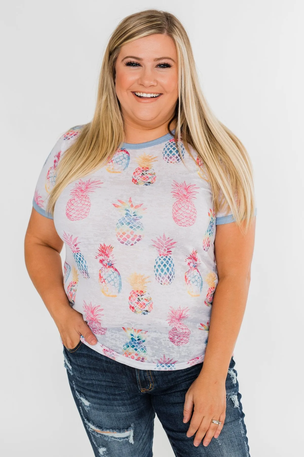 Stand Tall Pineapple Top- Blue