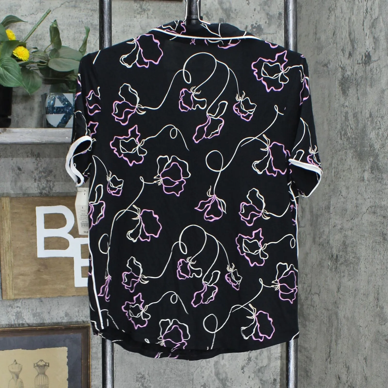 Stars Above Womens Beautifully Soft Floral Print Collar Cropped Pajama Set 31KM8