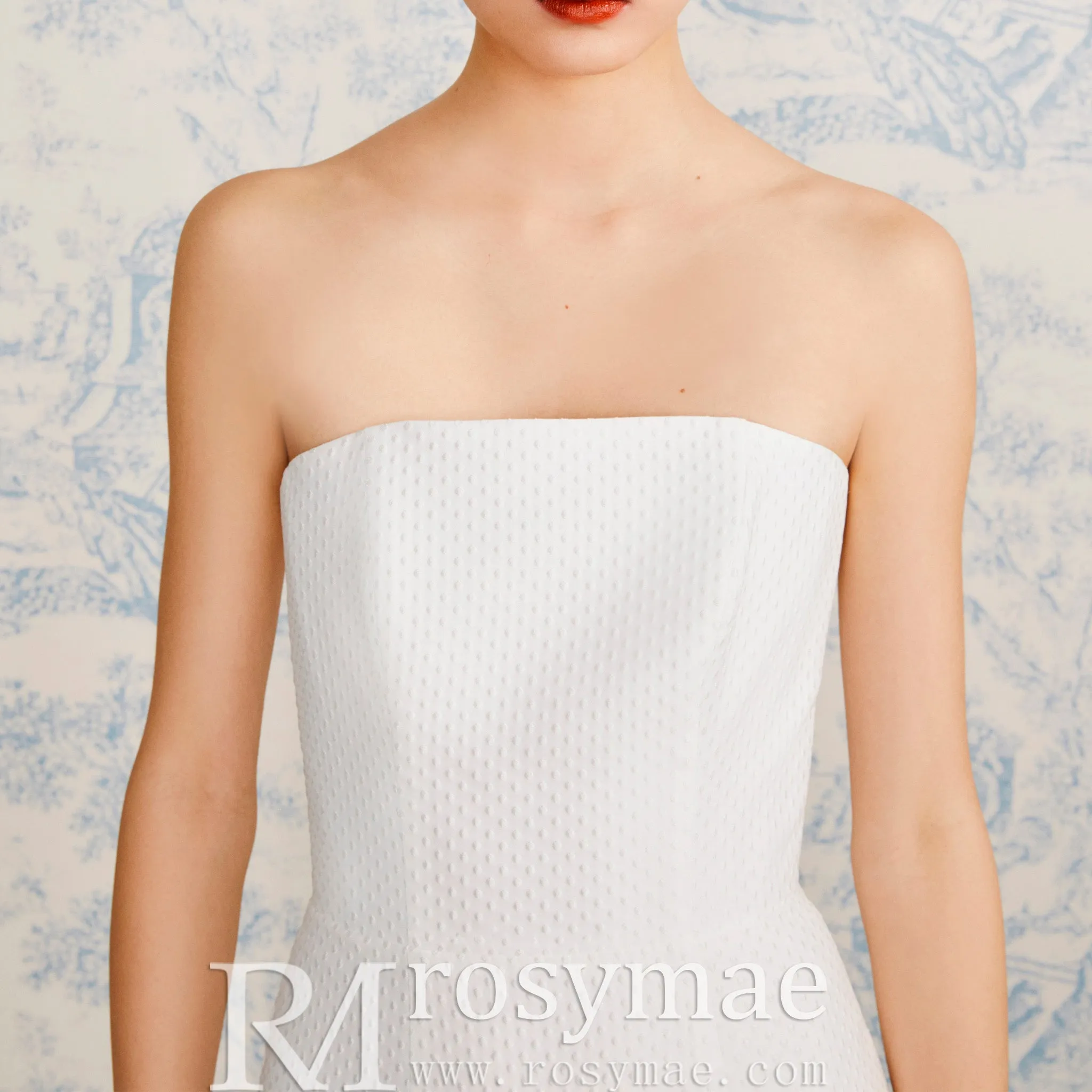 Strapless Straight Neck Mermaid Wedding Dress with Ruffled