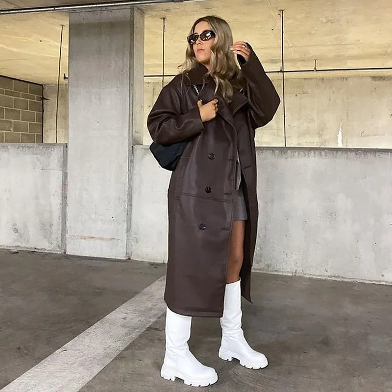 Stylish oversized leather-like-like jacket - High-quality craftsmanship for durability