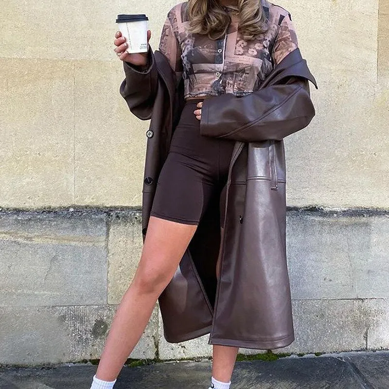 Stylish oversized leather-like-like jacket - High-quality craftsmanship for durability