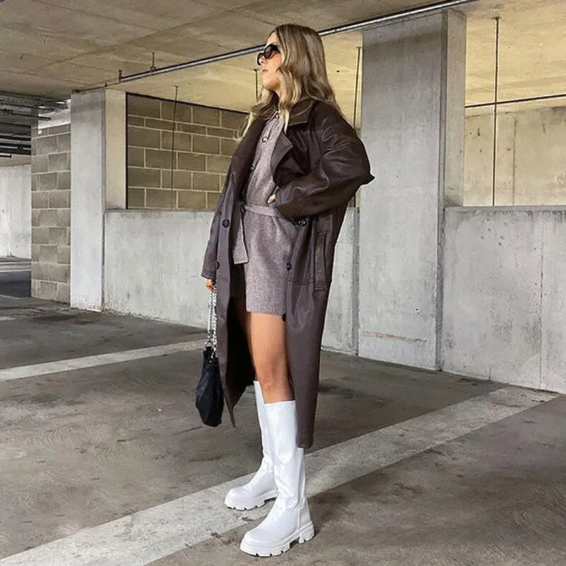 Stylish oversized leather-like-like jacket - High-quality craftsmanship for durability