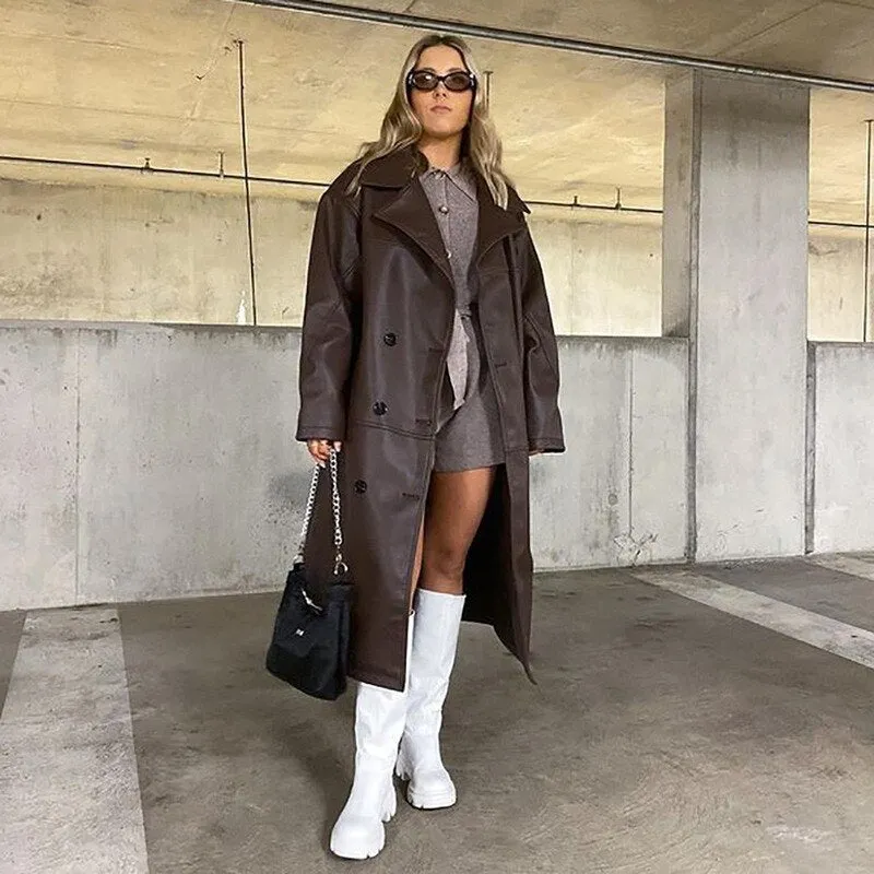 Stylish oversized leather-like-like jacket - High-quality craftsmanship for durability