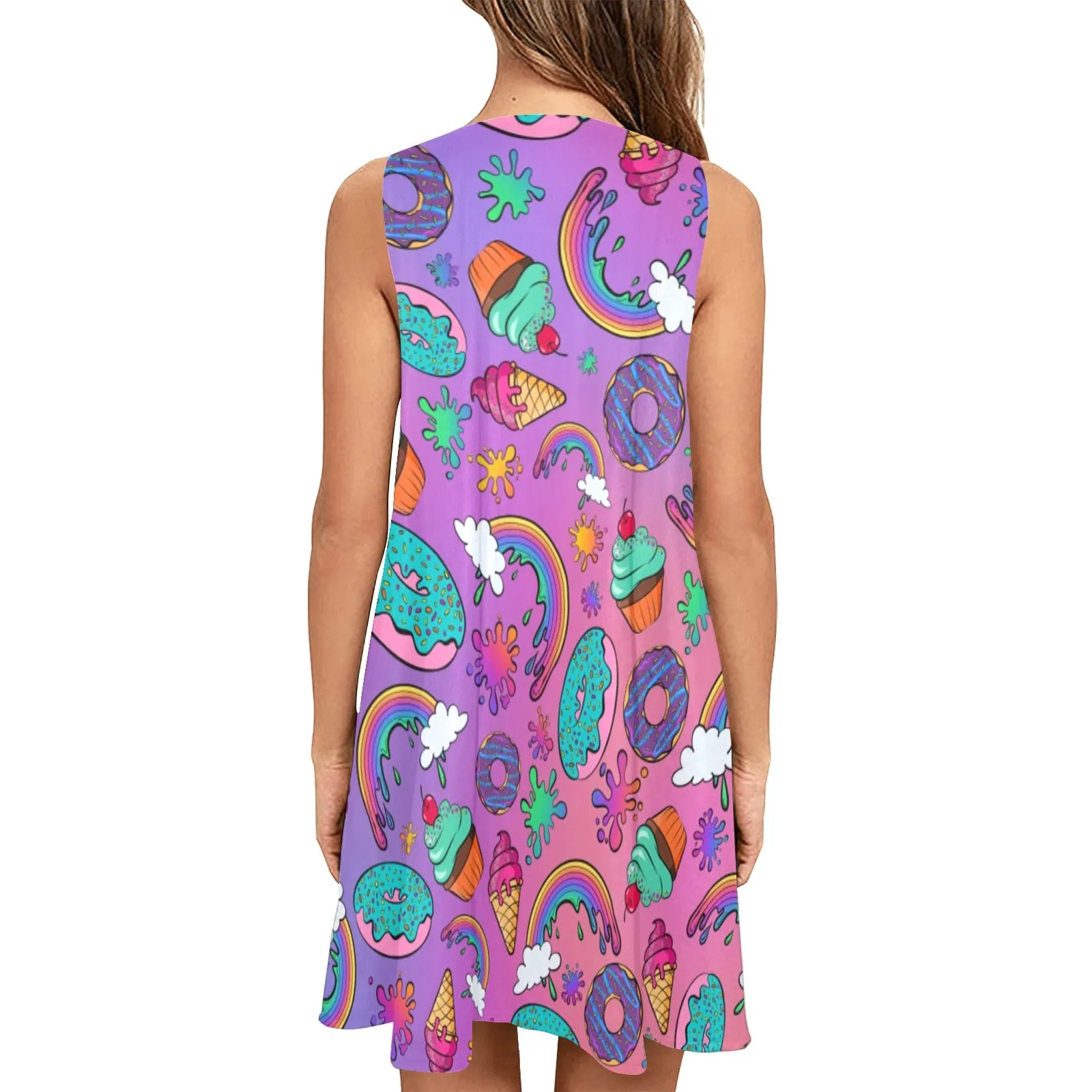 Sugar Rush Rainbow - Flared Shift Dress with Pockets (XS - 3XL)