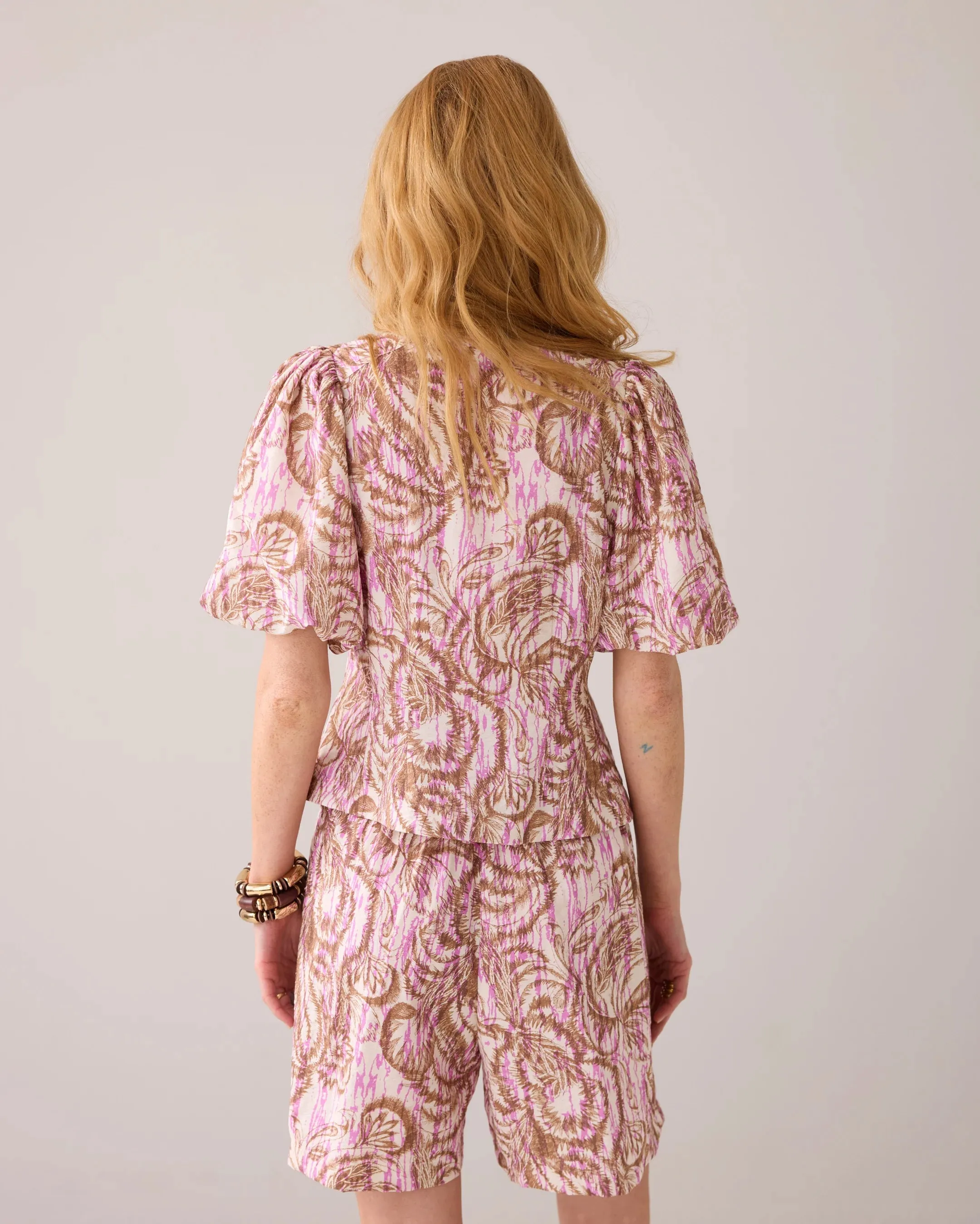 Summum Pink Botanical Print Blouse Jacket