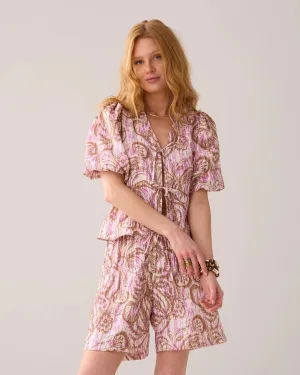 Summum Pink Botanical Print Blouse Jacket