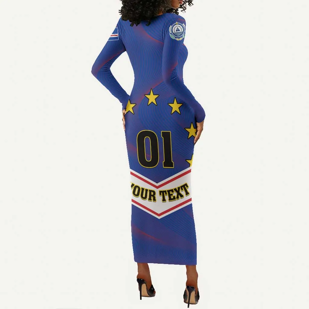 Support the Tubaroes Azuis - Cape Verde Football Long Sleeve Bodycon Dress LT01