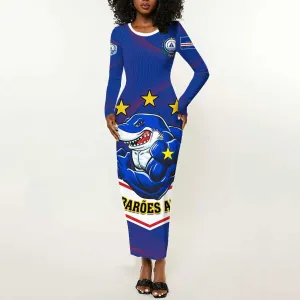 Support the Tubaroes Azuis - Cape Verde Football Long Sleeve Bodycon Dress LT01