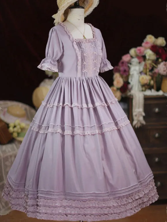 Sweet Lolita Dress Polyester Short Sleeves Ruffles Dress Lolita Dress