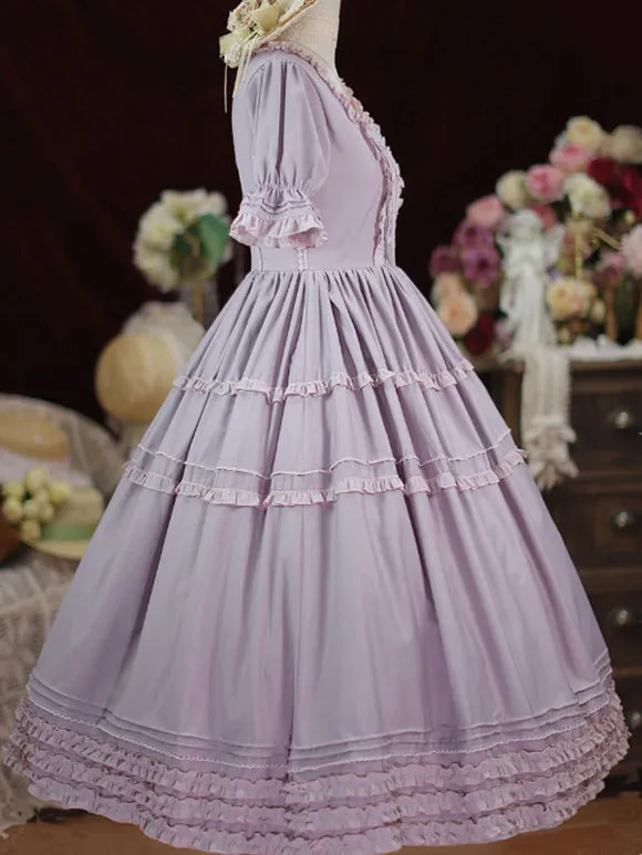 Sweet Lolita Dress Polyester Short Sleeves Ruffles Dress Lolita Dress