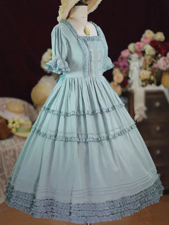 Sweet Lolita Dress Polyester Short Sleeves Ruffles Dress Lolita Dress