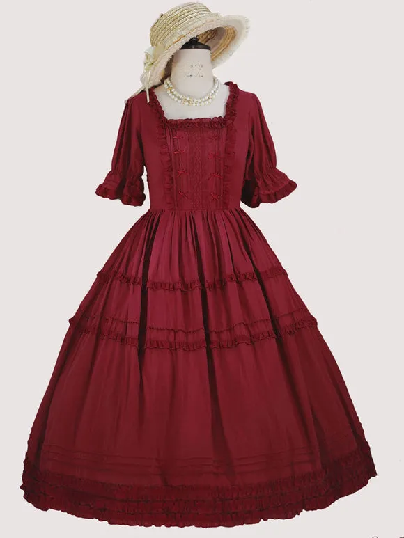 Sweet Lolita Dress Polyester Short Sleeves Ruffles Dress Lolita Dress