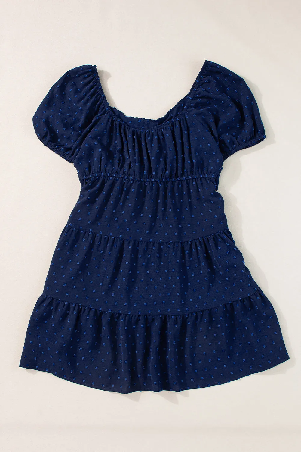Swiss Dot Jacquard Tied Tiered Dress