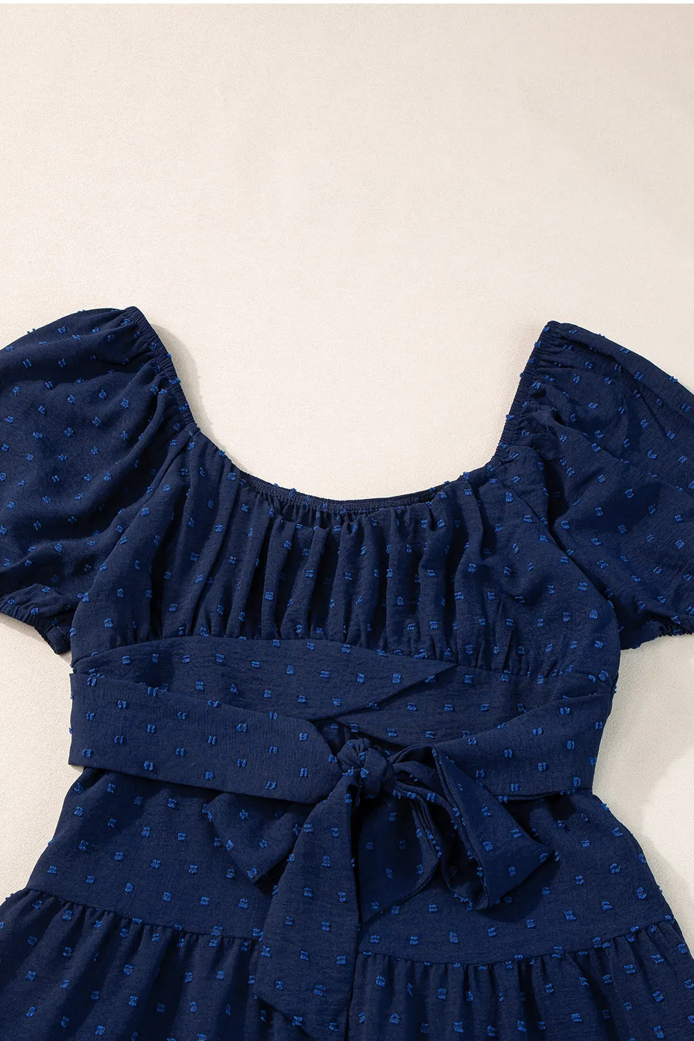 Swiss Dot Jacquard Tied Tiered Dress