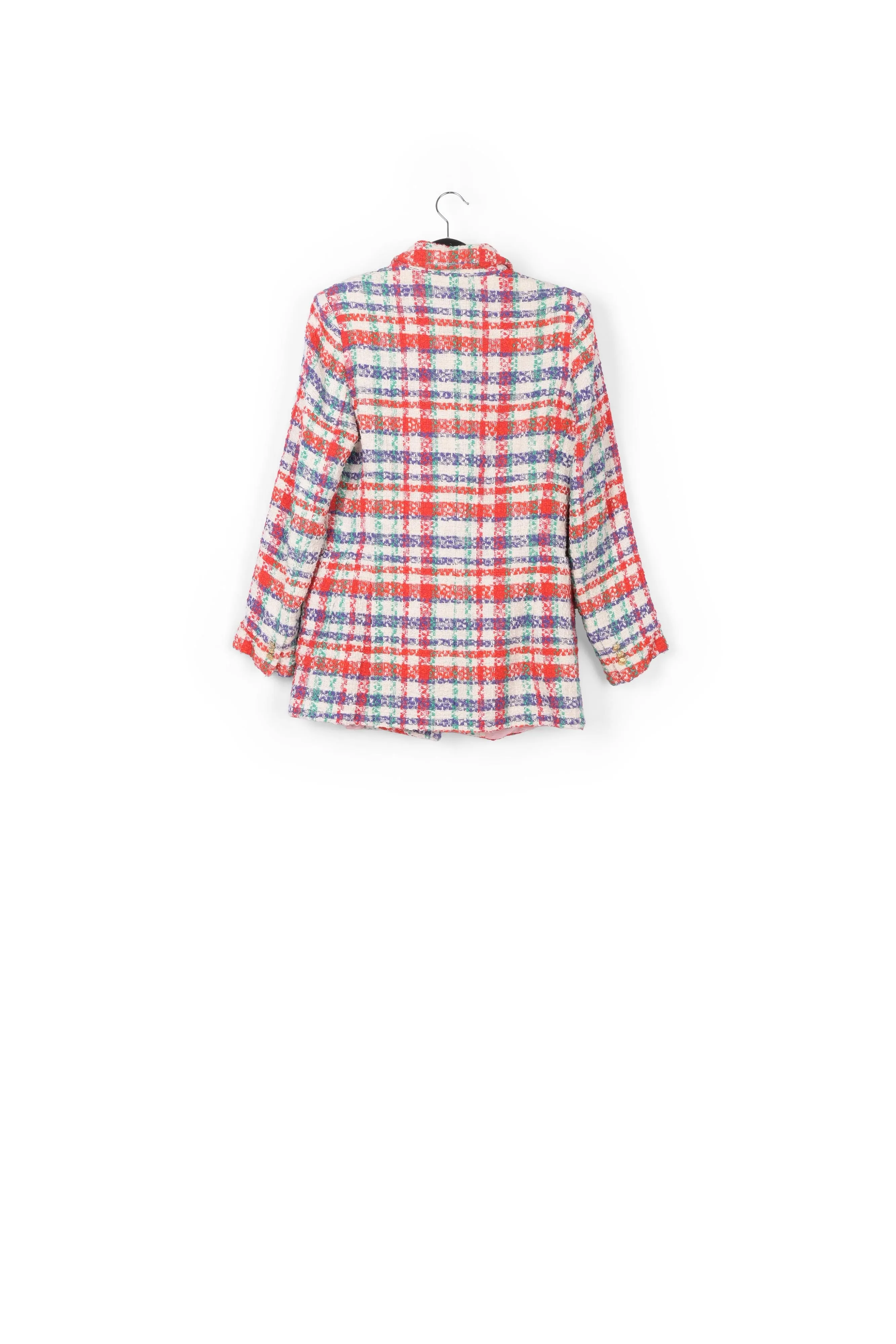 Tailored cotton blazer with checked motif