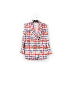 Tailored cotton blazer with checked motif