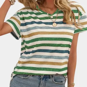 Talia | Casual T-shirt with Multicolored Stripes