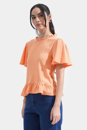Textured Peplum Frill Tee