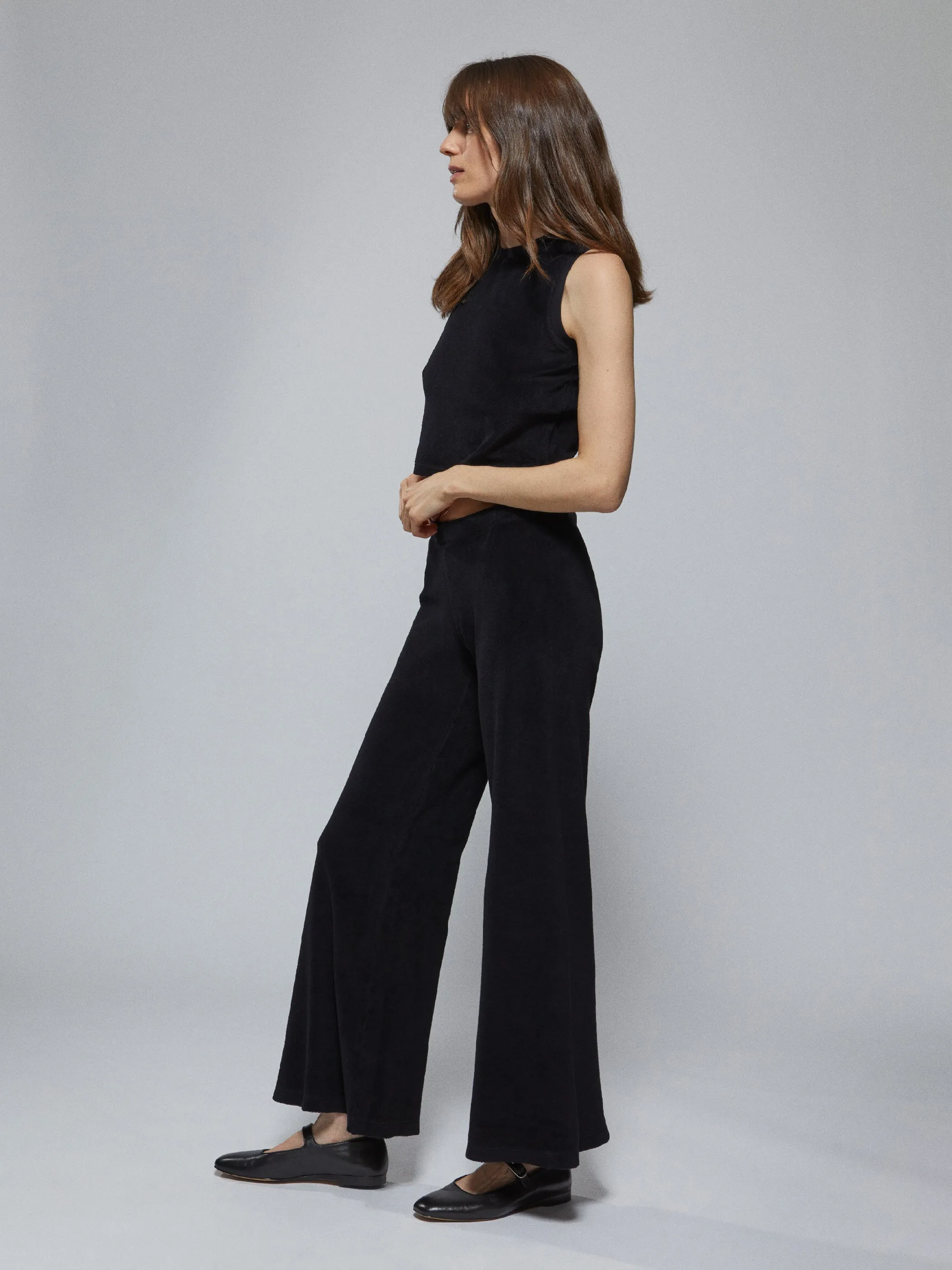The Lito Low Rise Flare Pants in Terry