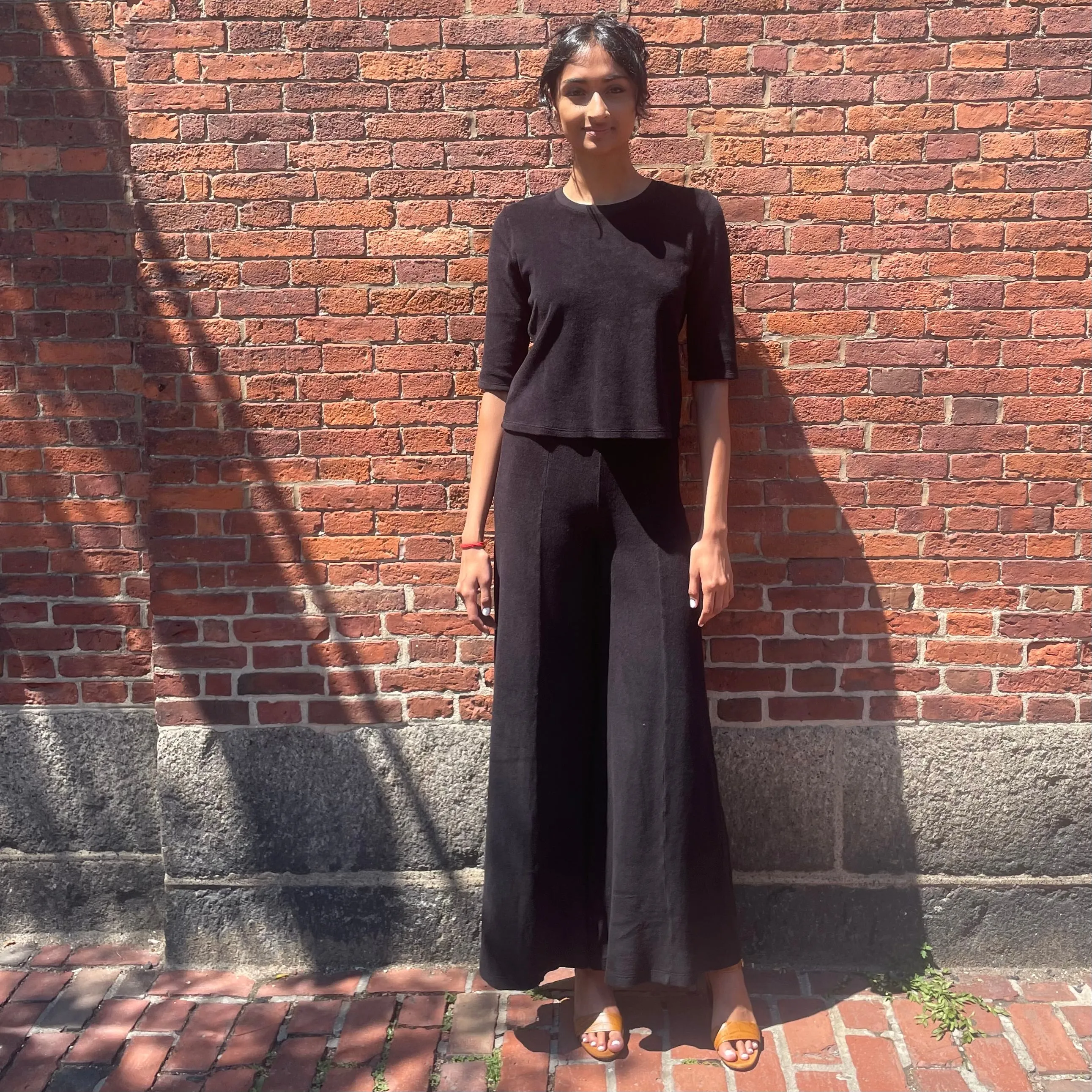 The Megalo Palazzo Pants in Terry - Black