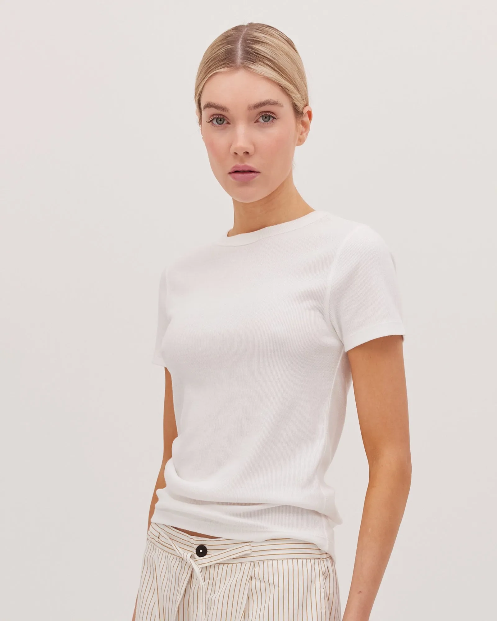 The Ribbed Tee - White