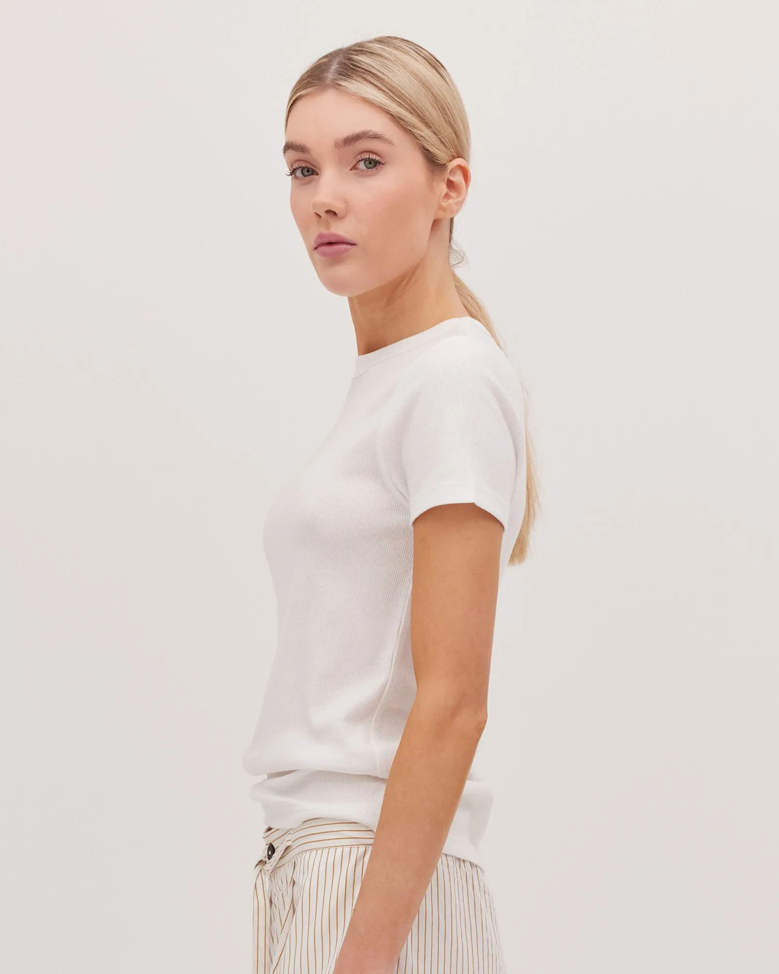 The Ribbed Tee - White